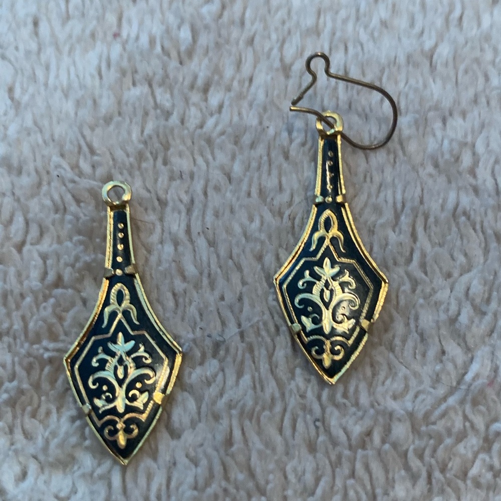 Vintage Toledo Damascene Earrings